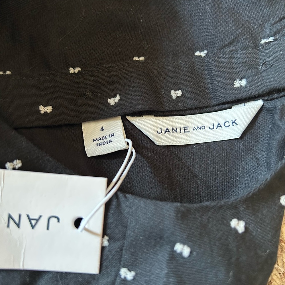 🎉HP🎊🆕Janie and Jack Black Dress with White Embroidery - Picture 3 of 5